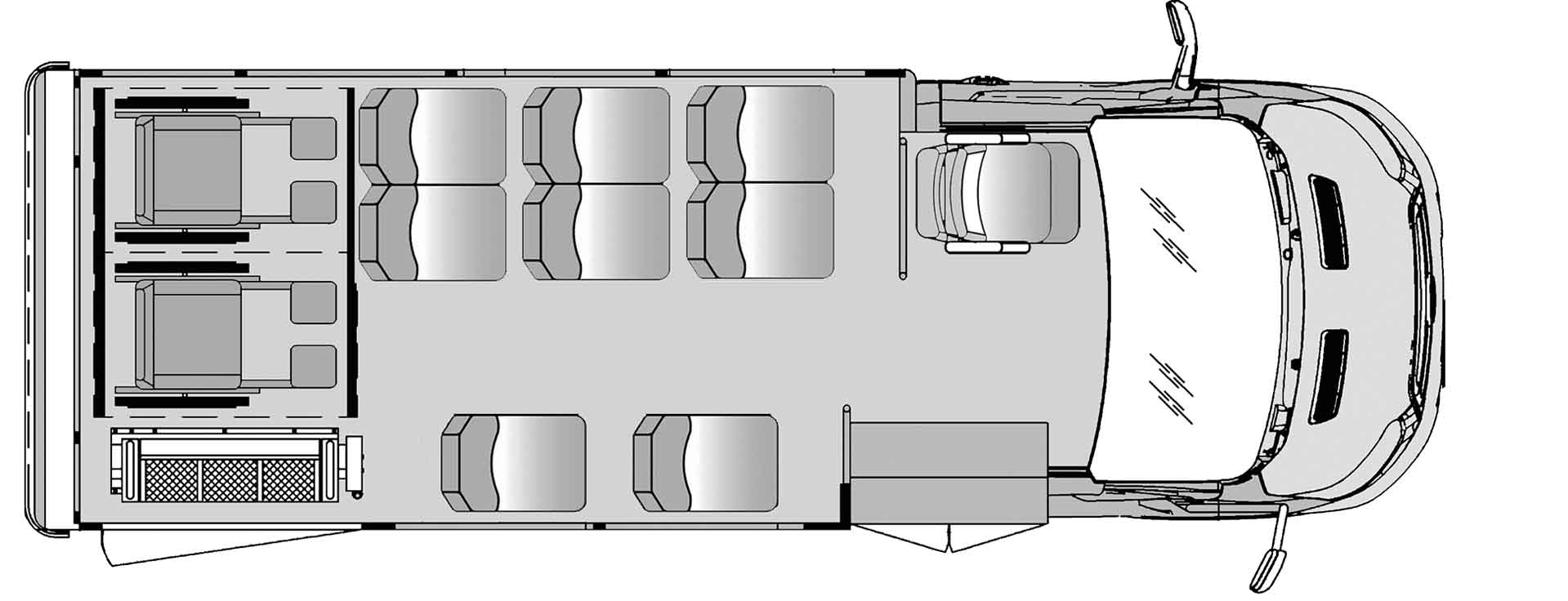 8 Passenger 2 Wheelchair Plus Driver Floorplan Image